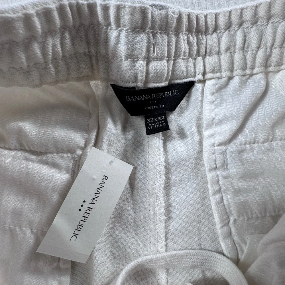 Banana Republic Linen Blend Athletic Fit Pant Off White 32x32 NWT $85